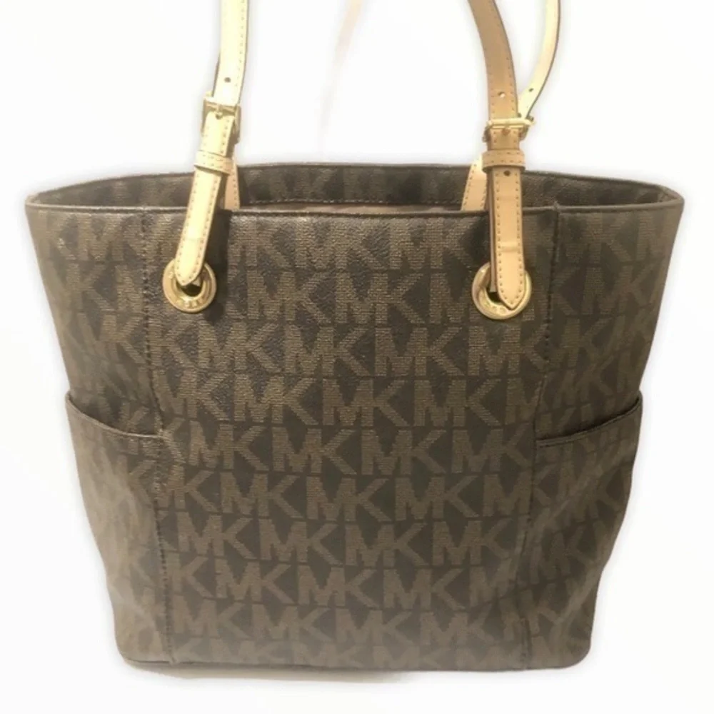 Michael kors signature brown logo tote bag